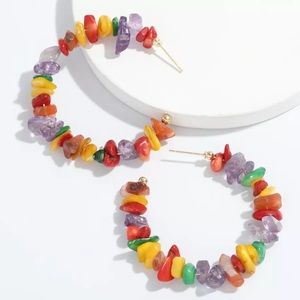 Zara Colorful Rainbow Stone Hoop earrings